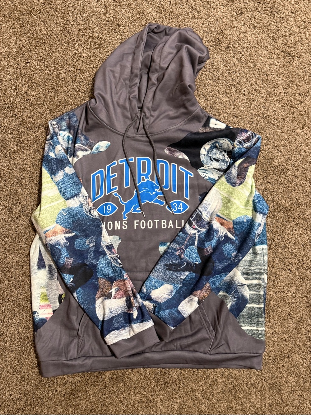 Detroit Lions Gray Pullover Hoodie